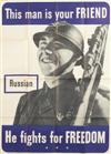 DESIGNER UNKNOWN. THIS MAN IS YOUR FRIEND / HE FIGHTS FOR FREEDOM. Group of 6 posters. 1942. Each approximately 40x28 inches, 101x72 cm